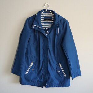 Northern Reflections Women's M Blue Hooded Full Zip Lined Rain‎ Coat Jacket